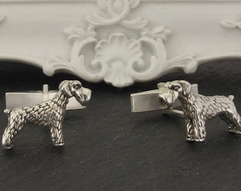 Schnauzer Cufflinks in Solid Sterling Silver.