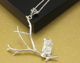 Owl on a Branch Necklace.