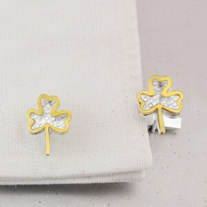 Shamrock Cufflinks in Sterling Silver and 18 CT Gold.