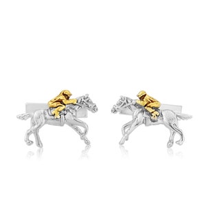 Horse and Jockey Cufflinks in Silver and 18CT Gold.