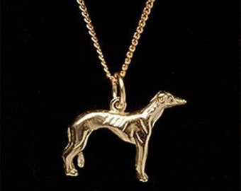 Solid Gold Greyhound Pendant .