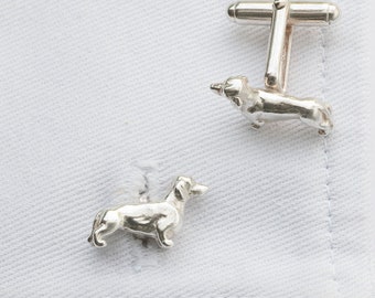 Dachshund Cufflinks in Sterling Silver.