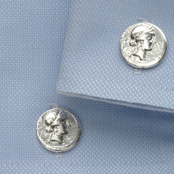 Roman Coin Cufflinks in Sterling Silver.