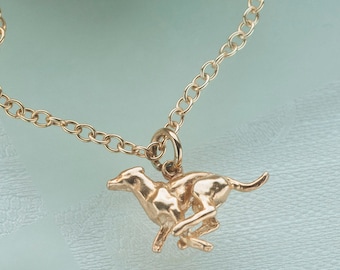 Running Greyhound Pendant in Sterling Silver with 18ct Gold Vermeil.