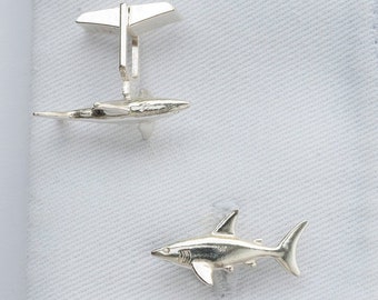 Shark Cufflinks in Sterling Silver.