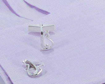 Turning Cat Cufflinks in Sterling Silver