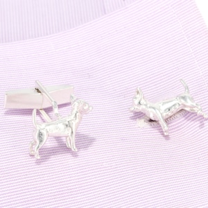 Chihuahua Cufflinks in Sterling Silver.
