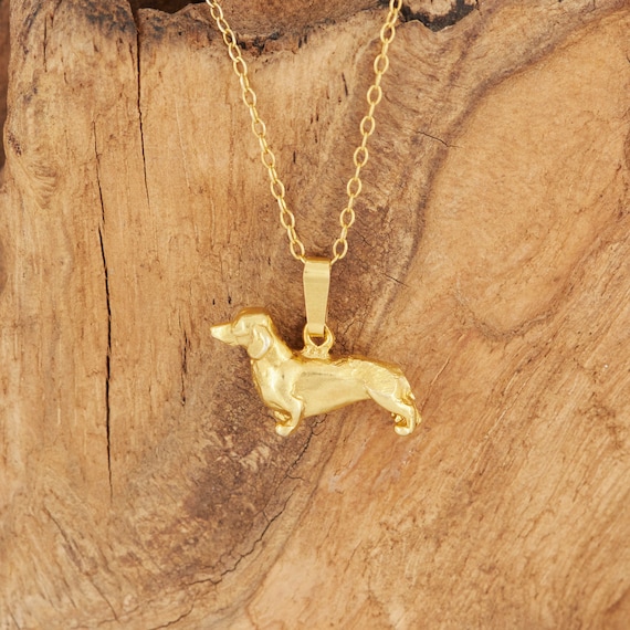 Dachshund Pendant in Gold on Sterling Silver. Etsy Singapore