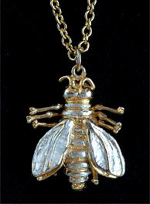 18 carat gold on Sterling Silver Bee pendant