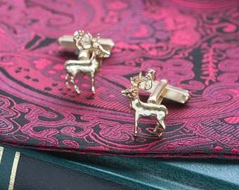 Stag Cufflinks in Solid 9CT Gold.