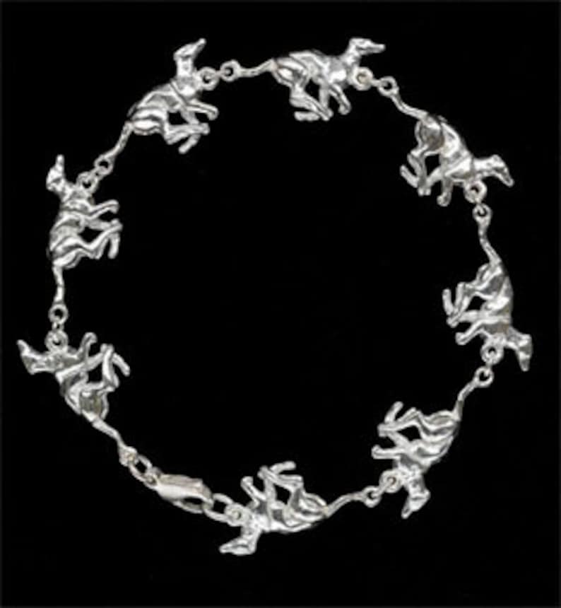 Running Greyhounds Bracelet in solid Sterling Silver image 1