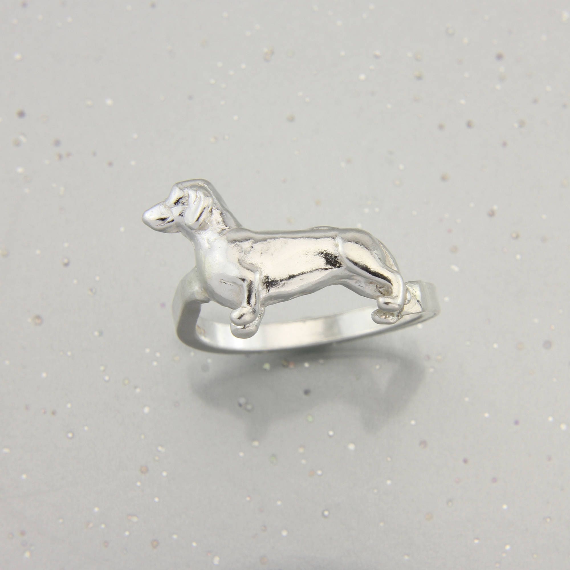 Sterling silver dachshund clearance ring