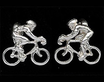 Cyclist cufflinks in Sterling Silver