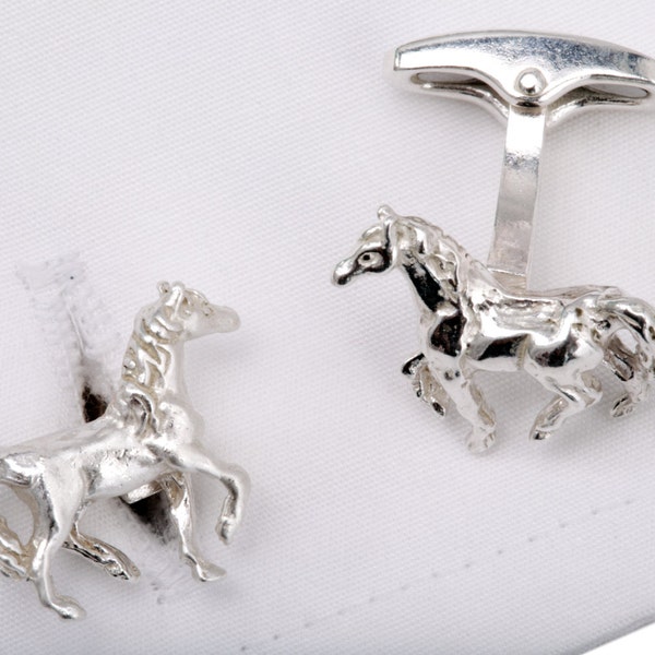 Elegant Silver Horse Cufflinks.