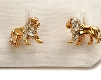 Lion Cufflinks in 18Carat Gold on Sterling Silver.