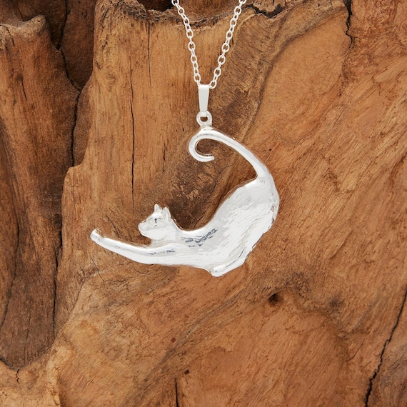 Sterling Silver Hangs From Tail Cat Pendant Sterling Silver Hangs From Tail Cat Pendant