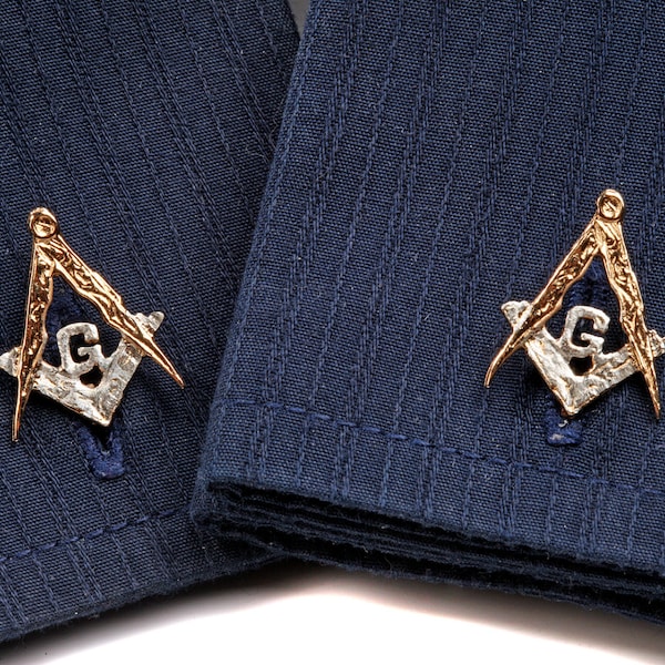 Masonic Cufflinks in Sterling Silver and 18 Carat Gold Vermeil.