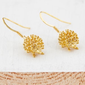 Hedgehog Earrings in 18 Carat Gold on Sterling Silver.