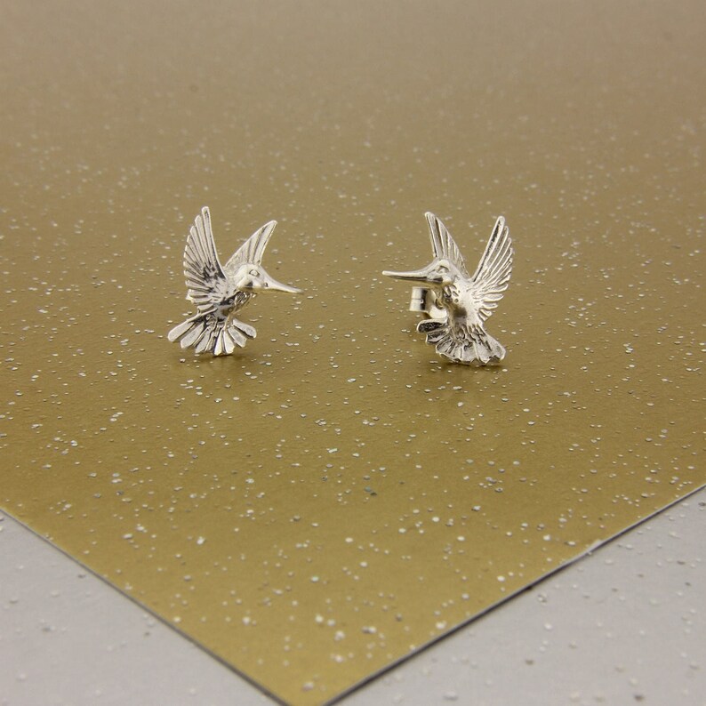 Hummingbird studs in Sterling Silver. image 1