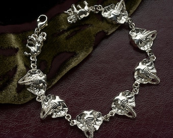 Bracciale Elefante Portafortuna In Acciaio Inox Con Perline Di Giada – Rosso E Nero