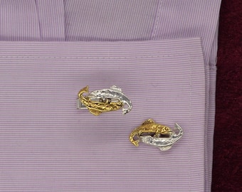 Pisces Cufflinks in 18 Ct Gold on Sterling Silver.