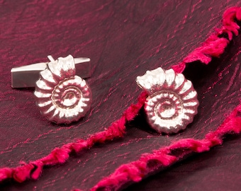 Ammonite Cufflinks in Sterling Silver.