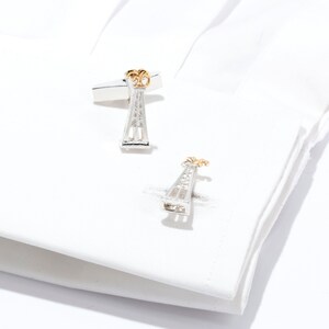 Oil Derrick Cufflinks in 18ct Gold on Sterling Silver.