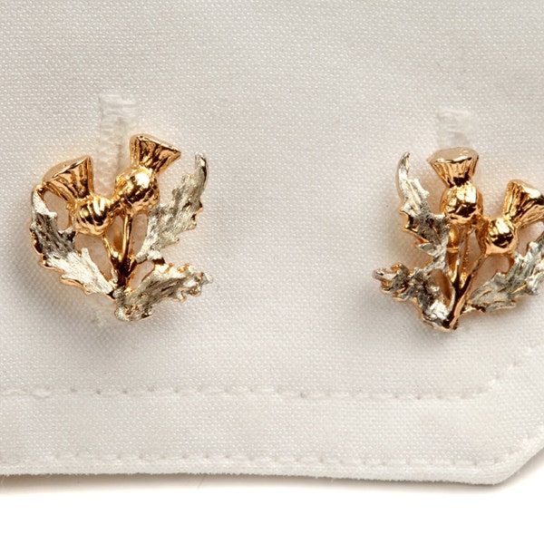 Thistle cufflinks in 18 carat Gold on Sterling  Silver