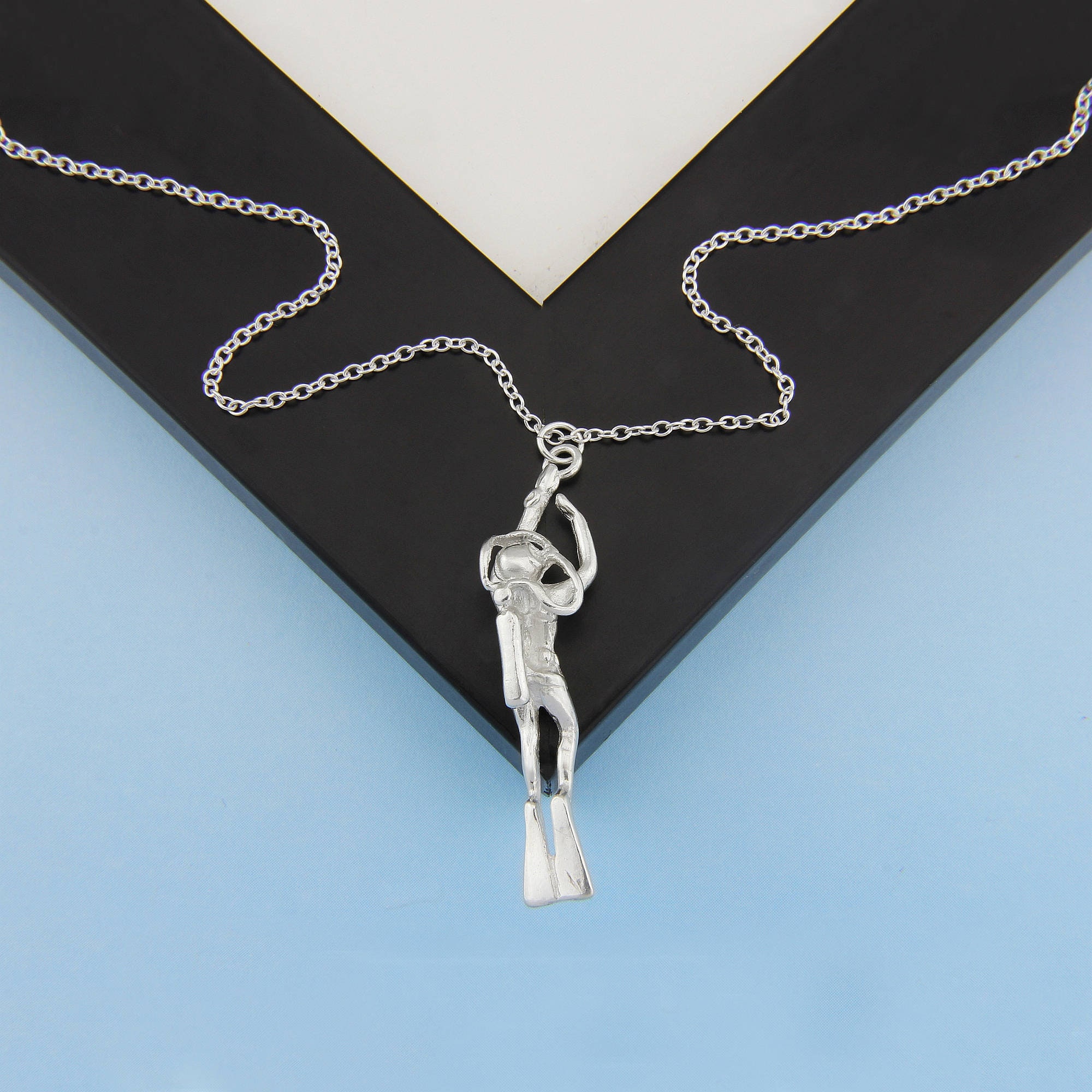 Scuba Diver Necklace In Sterling Silver Etsy