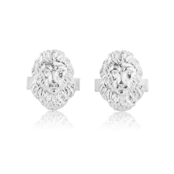 Sterling Silver Lion Swivel Back Cufflinks