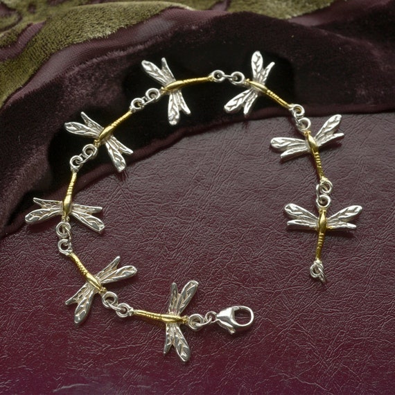 Buy Dragonfly Bracelet in 18ct Gold on Sterling Silver Online in