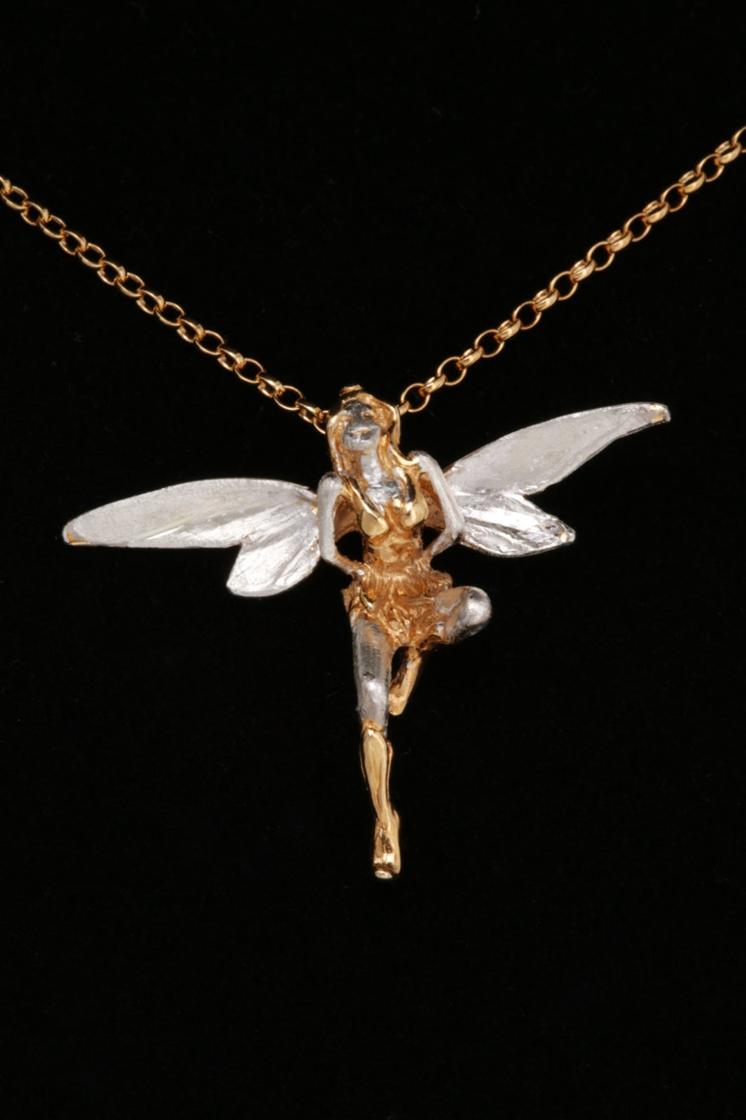 Exquisite Fairy Pendant in 18 Ct Gold on Silver - Etsy