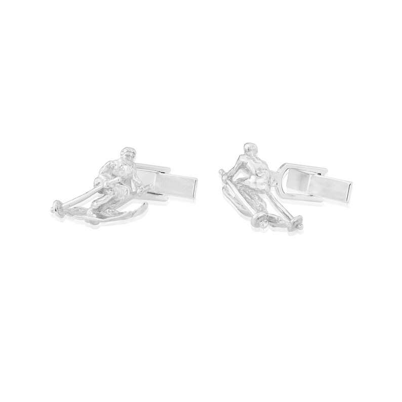 Skier Cufflinks in Sterling Silver. image 2