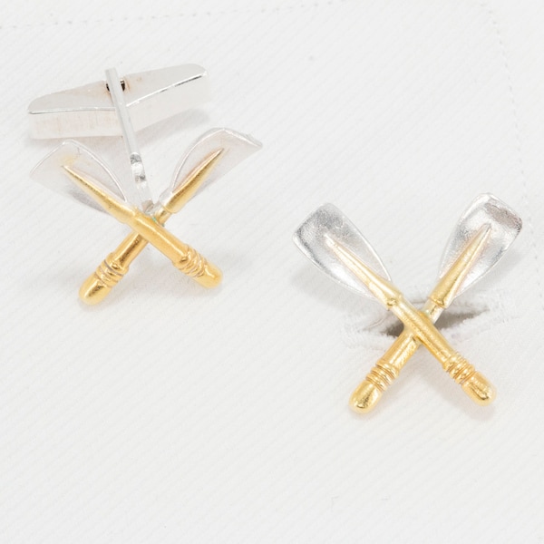 Rowing Oars Cufflinks in 18 Carat Gold on Sterling Silver.