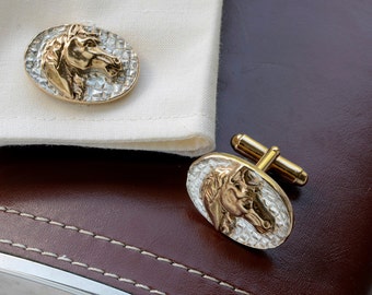 Striking Horse Head  Cufflinks, in 18 Carat Gold, reserved for Terri.