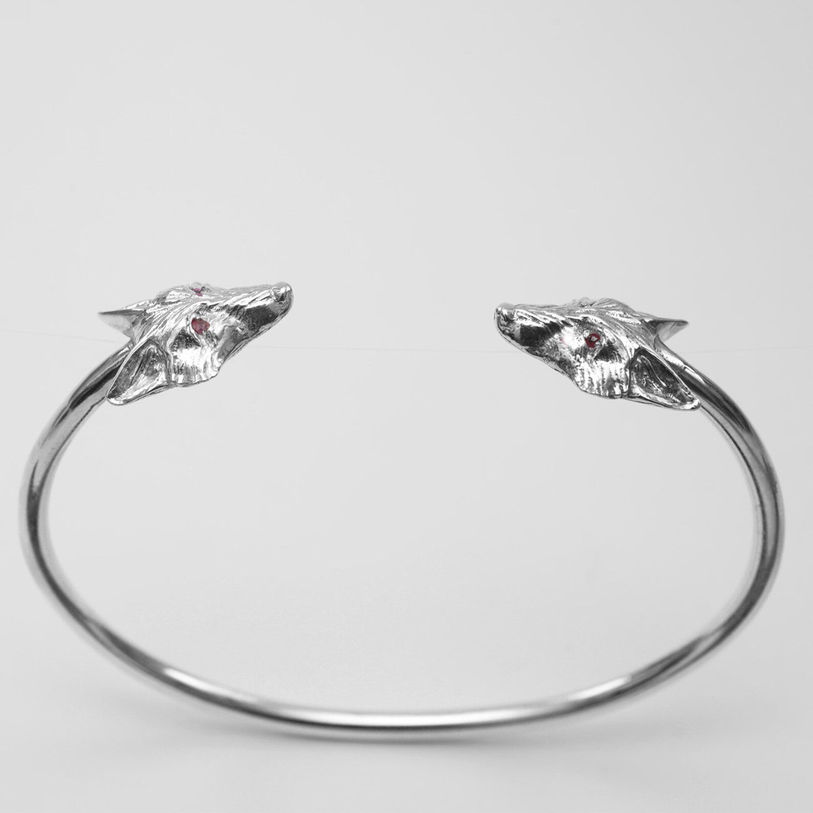 Silver Fox Bangle With Ruby Eyes. - Etsy
