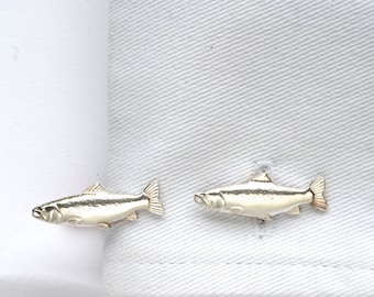 Salmon Cufflinks in Sterling Silver.