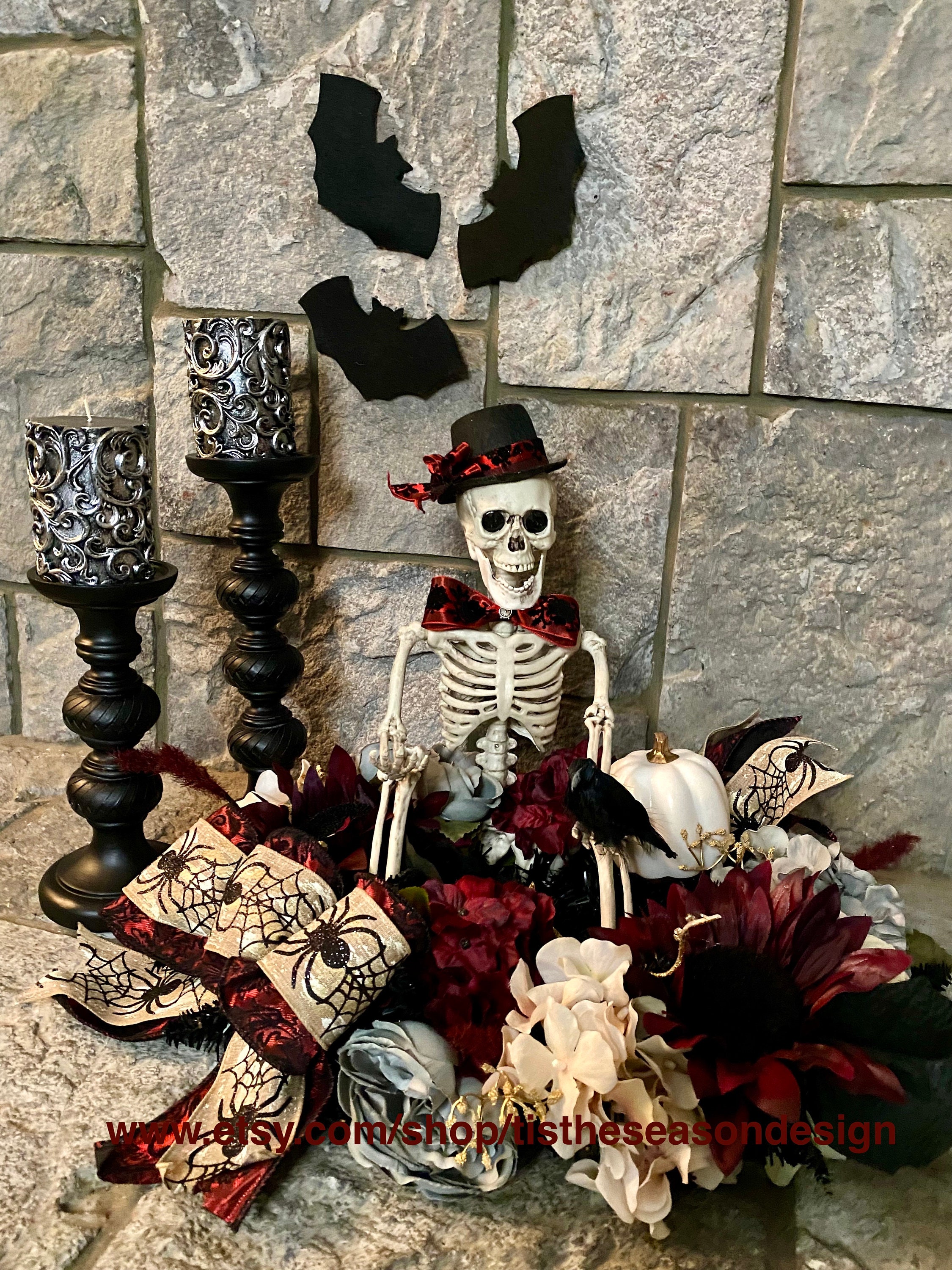 Skeleton Centerpiece, Spooky Table Decor, Gothic Wedding Decor, Black  Wedding Table Decor, Halloween Centerpiece, Skull Centerpiece - Etsy