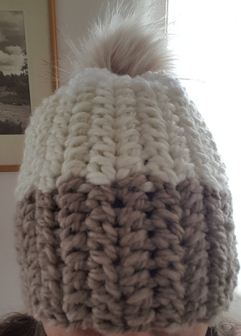 Chunky tri-colored beanie