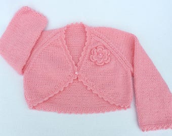 Hand knitted baby clothes.  Baby cardigan, knitted, baby sweater to fit 6 to 12 months. Baby girl clothes, baby gift, baby shower