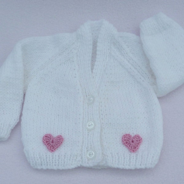 Knitted Baby sweaters, Hand knitted baby clothes, White tiny baby cardigan, premature baby, baby gift, premie baby, baby girl gift.