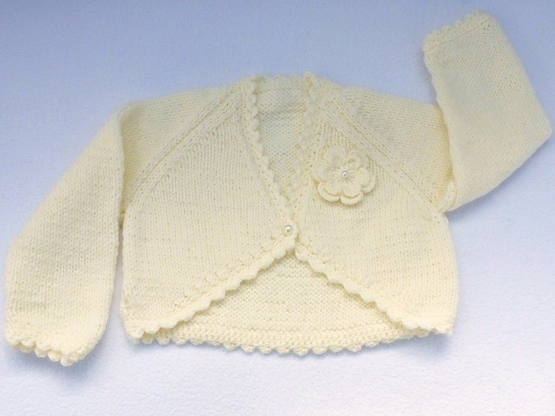 Knitted baby clothes baby sweater. Hand knitted cream baby image 1