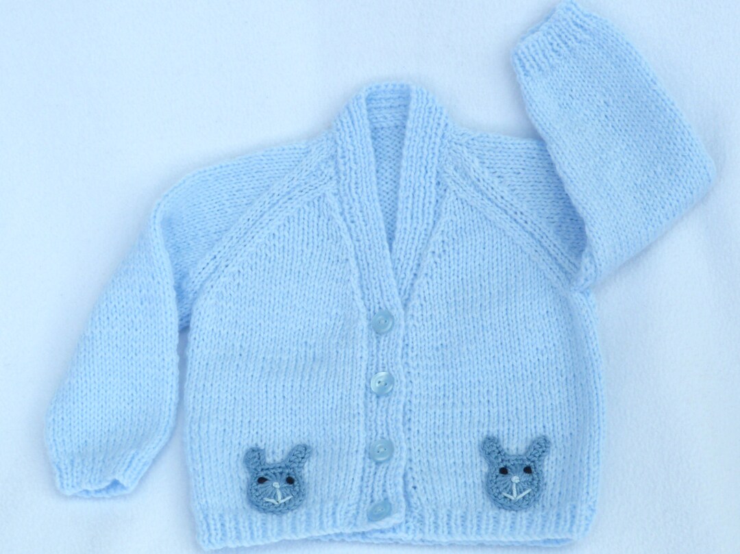 Hand Knit Baby Clothes. Knit Baby Cardigan. Knit Baby Sweater to Fit 3