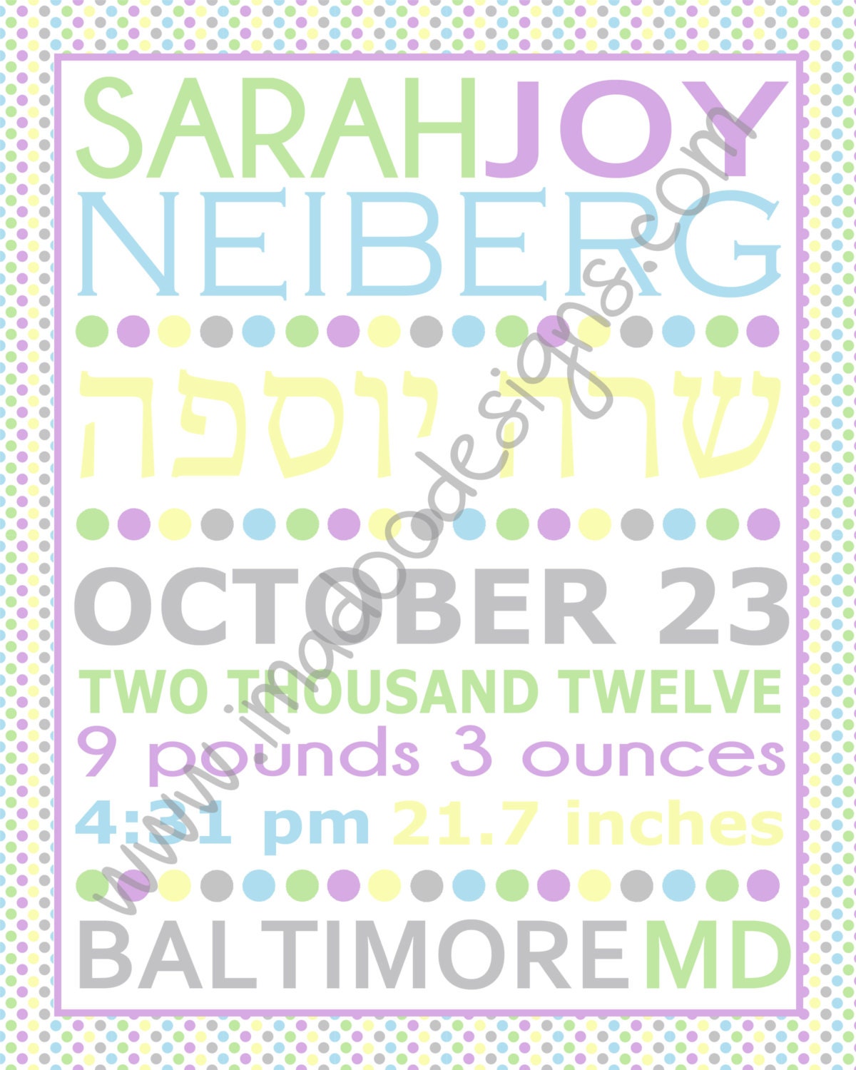 Baby Hebrew Name Nursery Wall Art Pastels Etsy