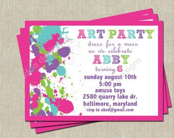 Art Party Invitations - Printable Digital File