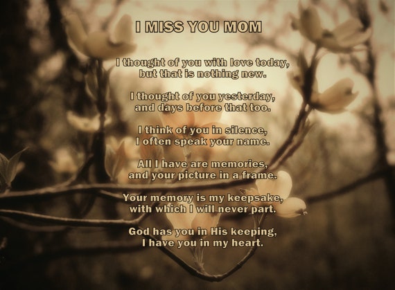 Miss You Mom Missing Mom Poem Missing Mother Poem Poetry Etsy