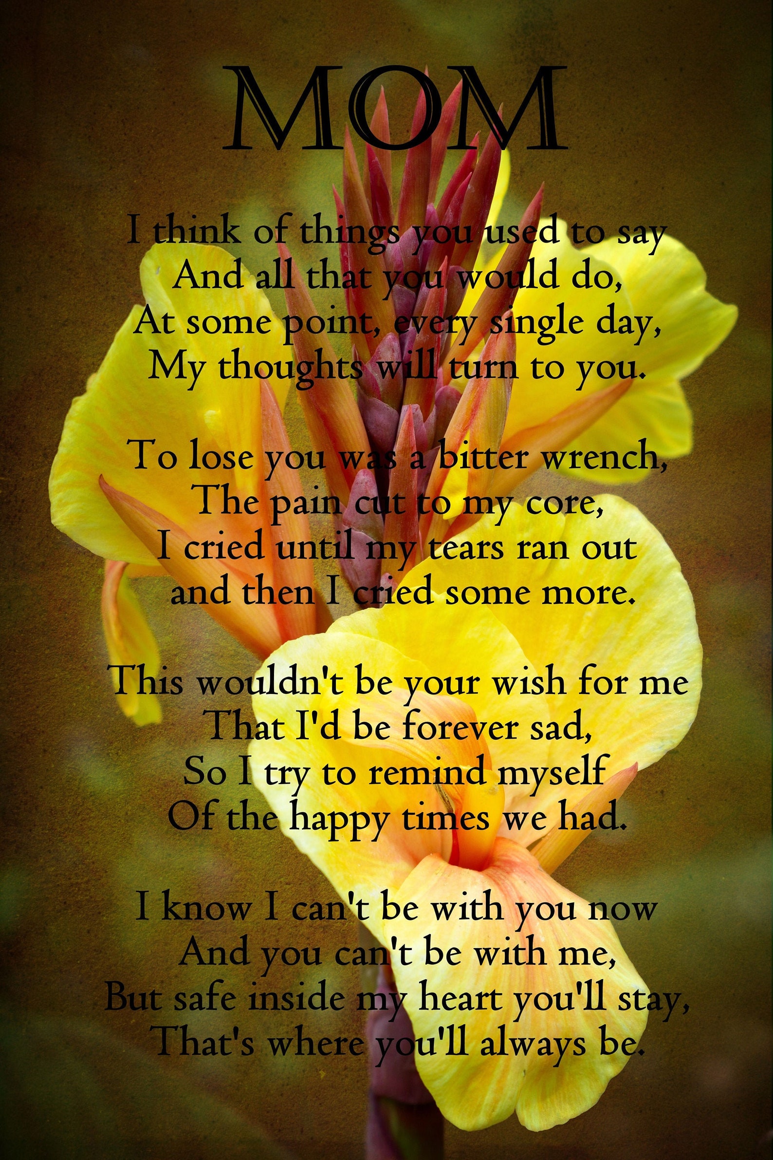 Missing Mom Poem Inspirational Photography Poetry Etsy