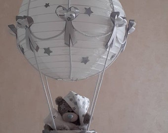 Sternenklare Nacht Heißluftballon Kinderzimmer Lampenschirm in Grau und Weiß. Spielzeug ist NICHT enthalten