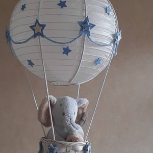 Hot Air Balloon Nursery Lamp Shade in baby blue Toy NOT included