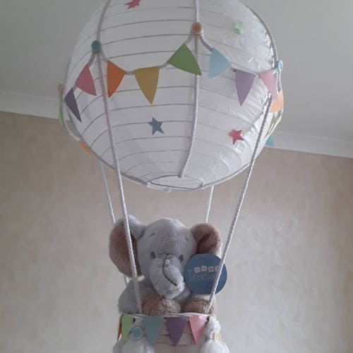 Starry Night Hot Air Balloon Nursery Light Shade in Grey and Etsy